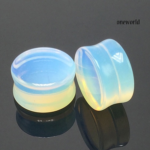 OW@ 1 Pc 5-18mm Opalite Double Flared Saddle Gauges Ear Plug Cool Stretcher Piercing