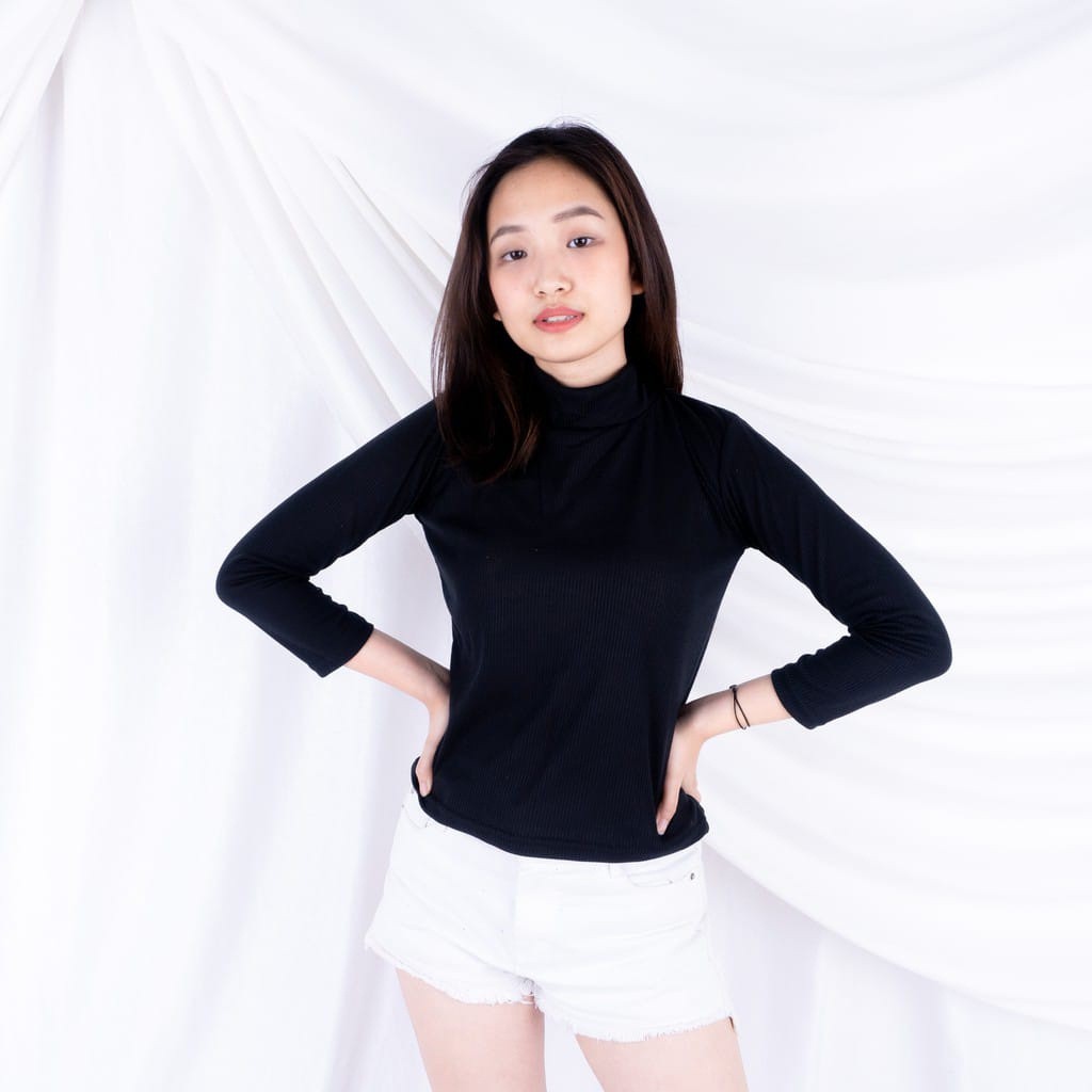 Bess - Kaos Basic Turtle Neck / Atasan Kaos Polos Turtle Neck