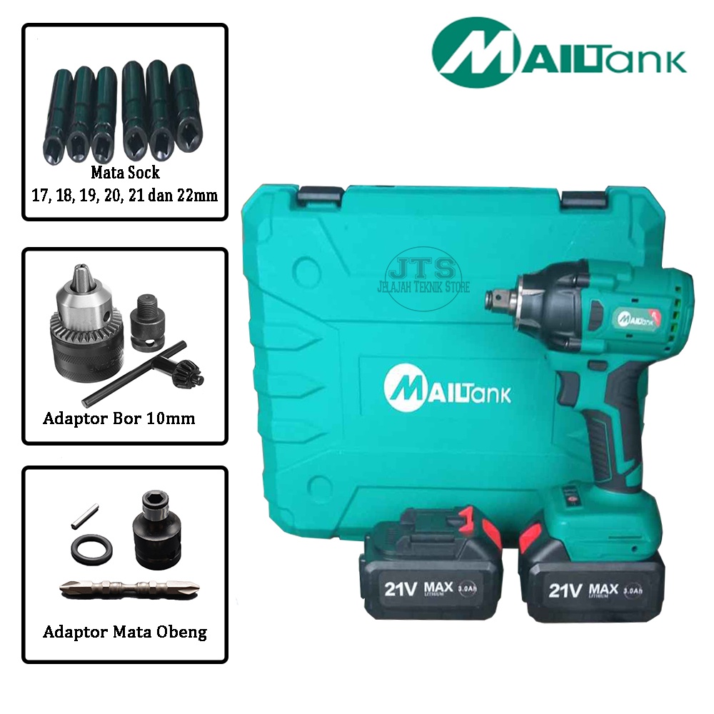 MAILTANK Cordless Impact Wrench SH219 Mesin Impact Baterai 21V Buka Lepas Baut Mata Sock 1/2'' Lengk
