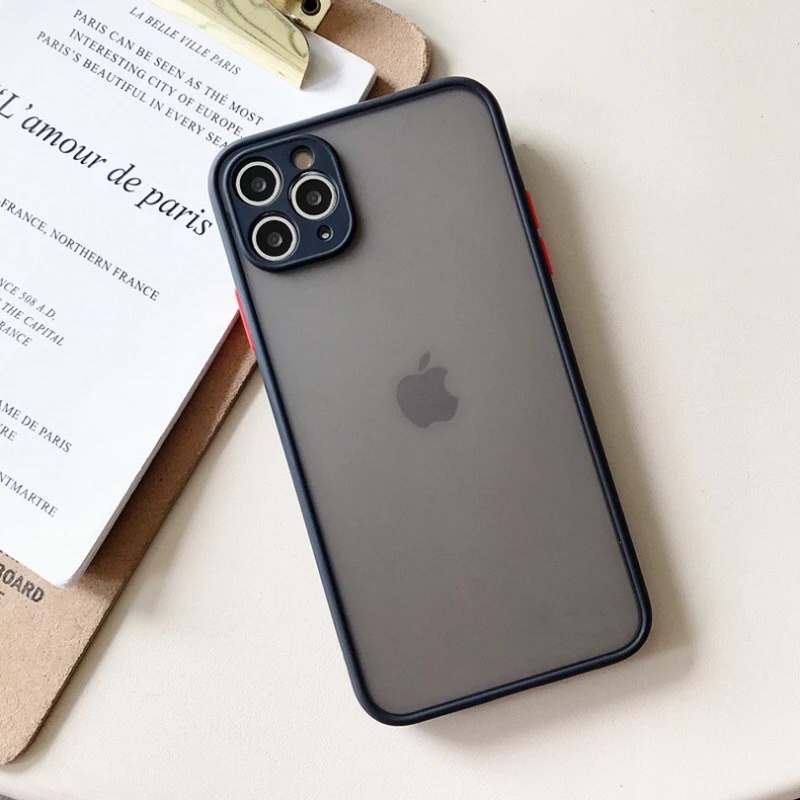 IPHONE 6 6G 6S 6+ 6S+ 7 7+ 8 8+ PLUS X XS MAX XR 11 11 PRO 11 PRO MAX Case Matte Bumper Candy Hybrid Soft Hard Frosted Casing-HITAM