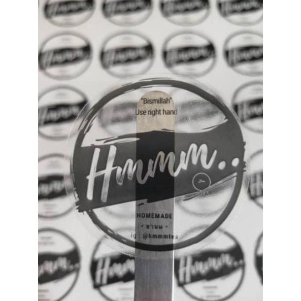 

EJ CETAK STIKER LABEL LOGO PRODUK KEMASAN MAKANAN MINUMAN TRANSPARAN A3 + CUTTING WATERPROOF MURAH E