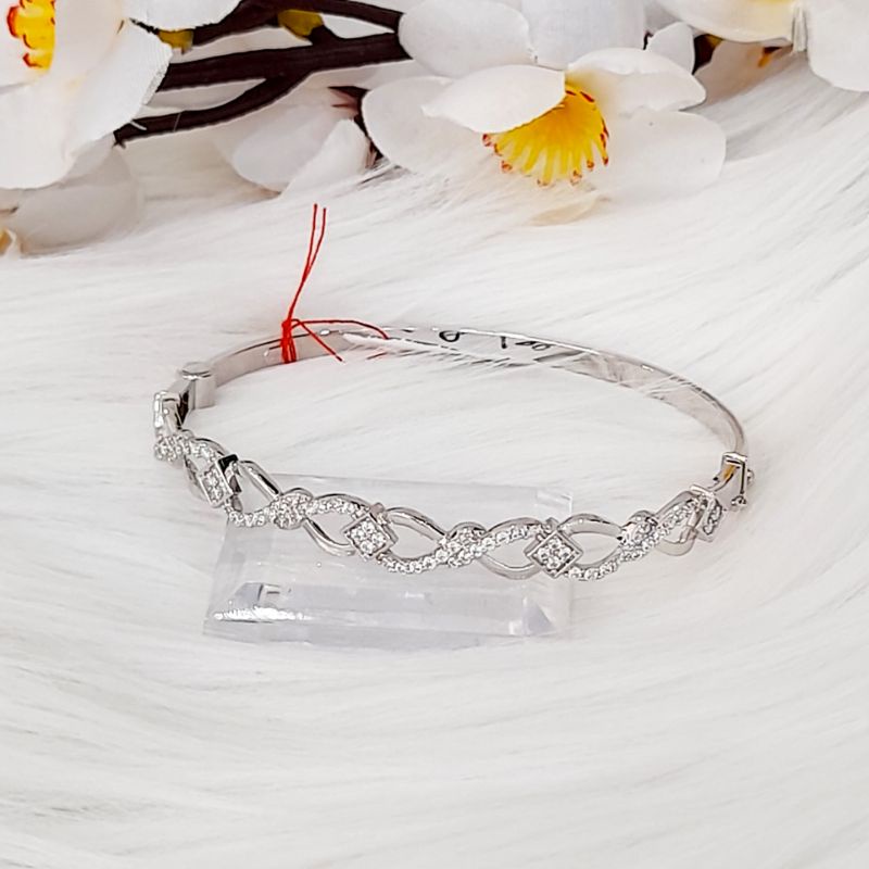 Gelang Bangle lilit cantik emas putih emas asli 750 / 18k