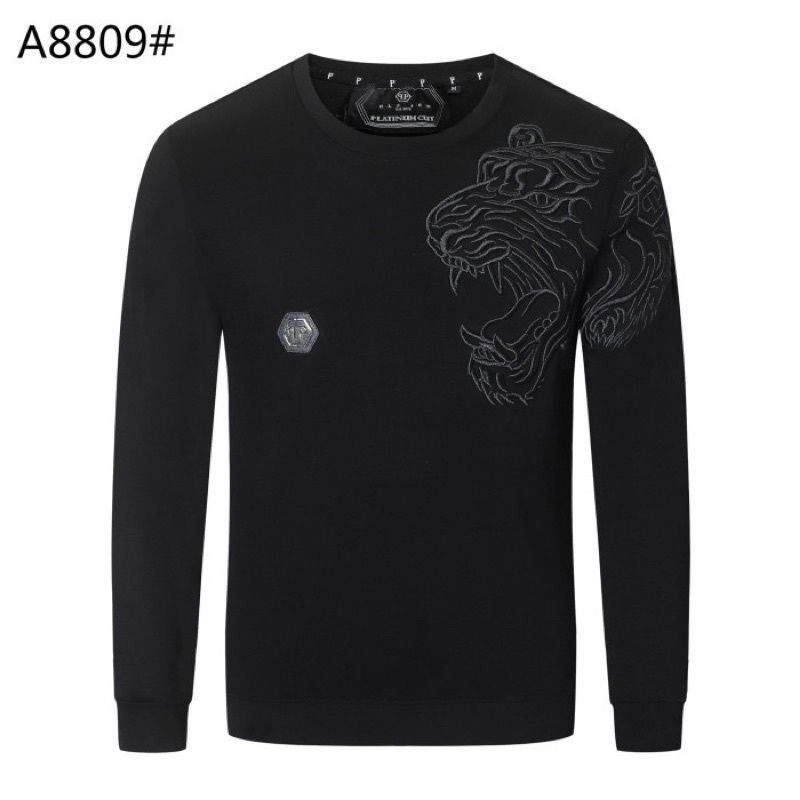 PP62 SWEATER HOODIE PHILIPP PLEIN BLACK ON BLACK BORDIR