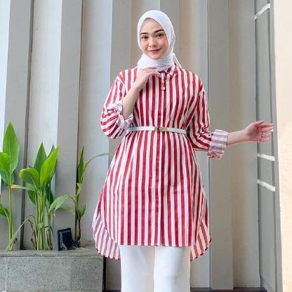 Tunik Wanita Korea Cewek Motif Garis Premium STRIPE BY WOMENWEAR