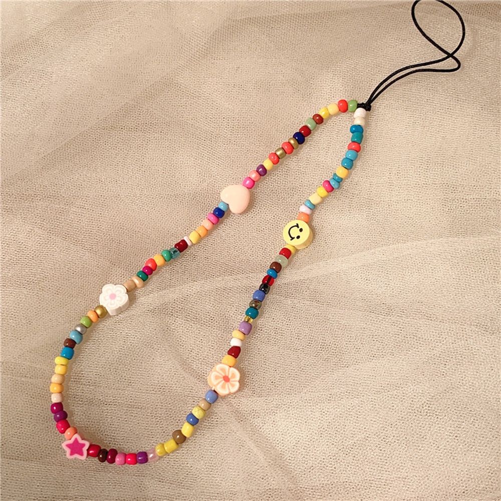 【COD Tangding】Tali Lanyard Ponsel Desain Manik-Manik Mutiara Bahan Akrilik Gaya Bohemian