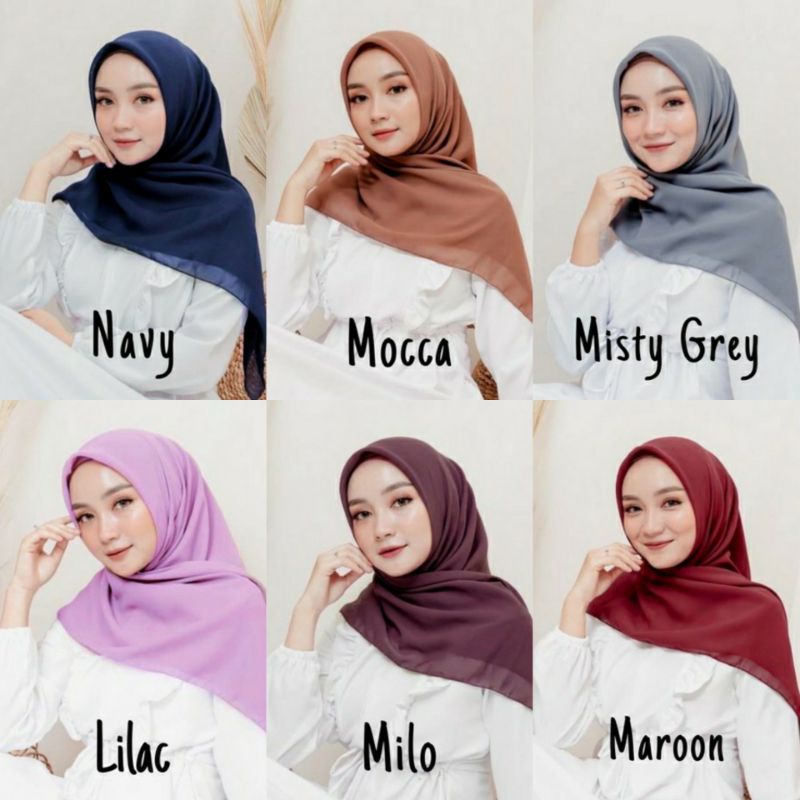 Hijab Segiempat Polos BELLA SQUARE PREMIUM Pollycotton 47 Warna Jilbab Bela Laudya Square Murah vayaon hijab