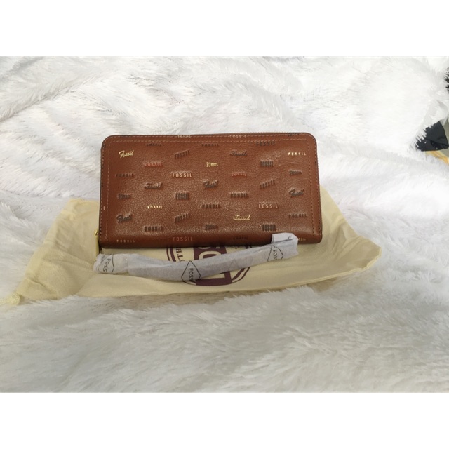 Logan RFID Zip Around Clutch Brown Multi