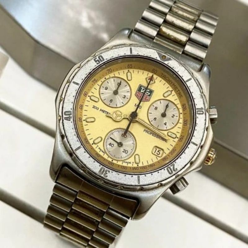 jam tangan original Tag Heuer 2000 Chronograph gold Ref CE1121