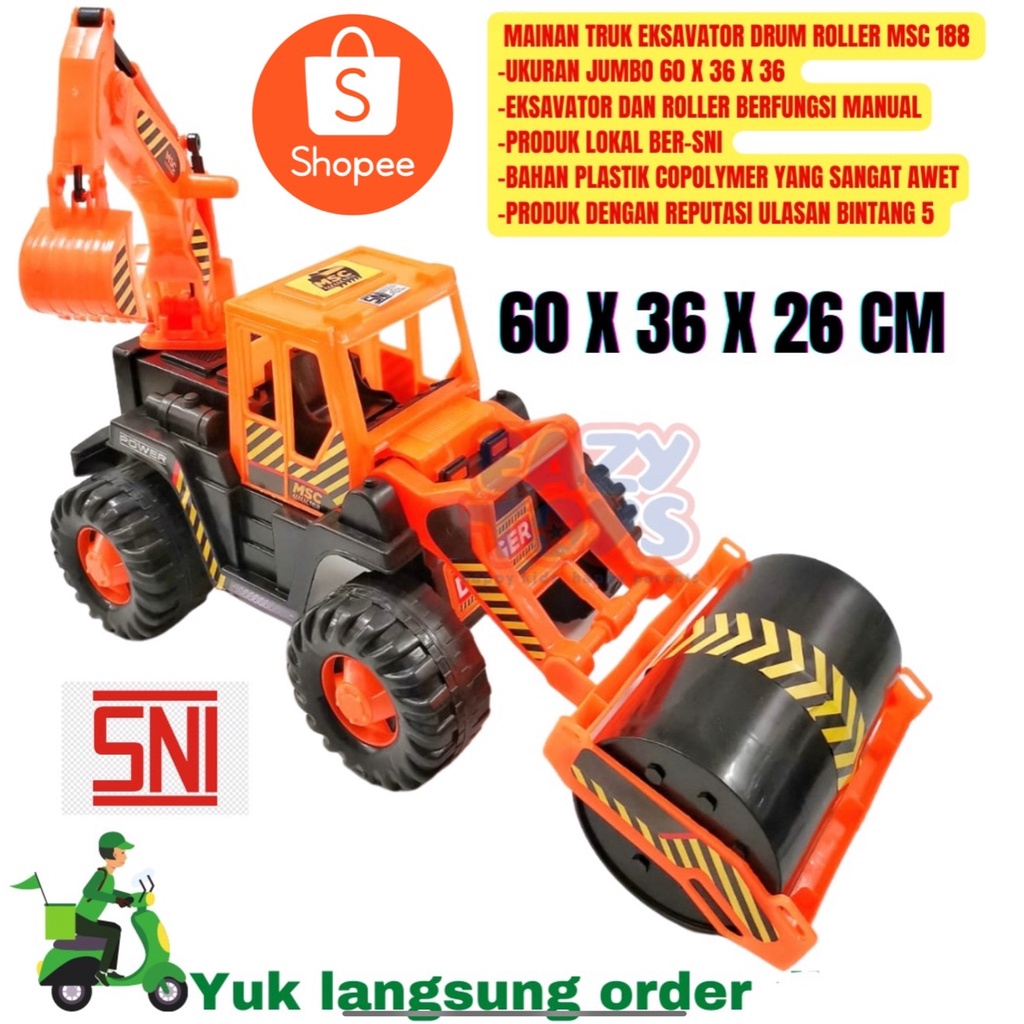 MAINAN MOBIL DORONG ANAK TRUK EXCAVATOR ASPHALT ROLLER JUMBO 2 IN 1 SG TOYS MSC 188