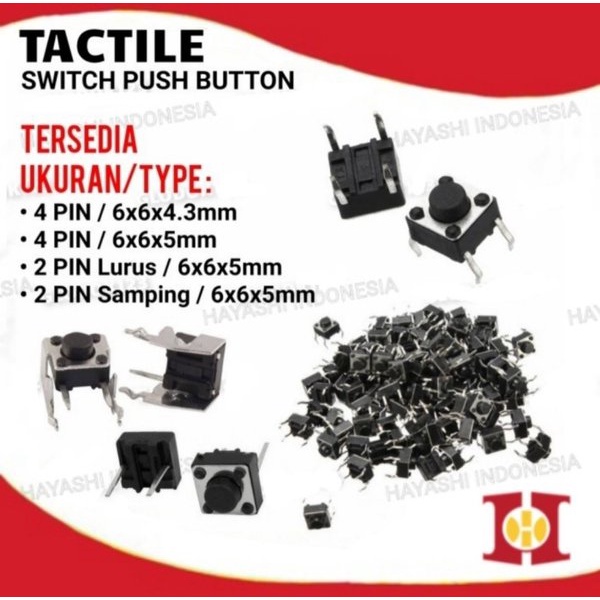 Tactile Switch Push Button SMD 6x6 2P 4P PIN Tombol Micro Momentary-100pcs