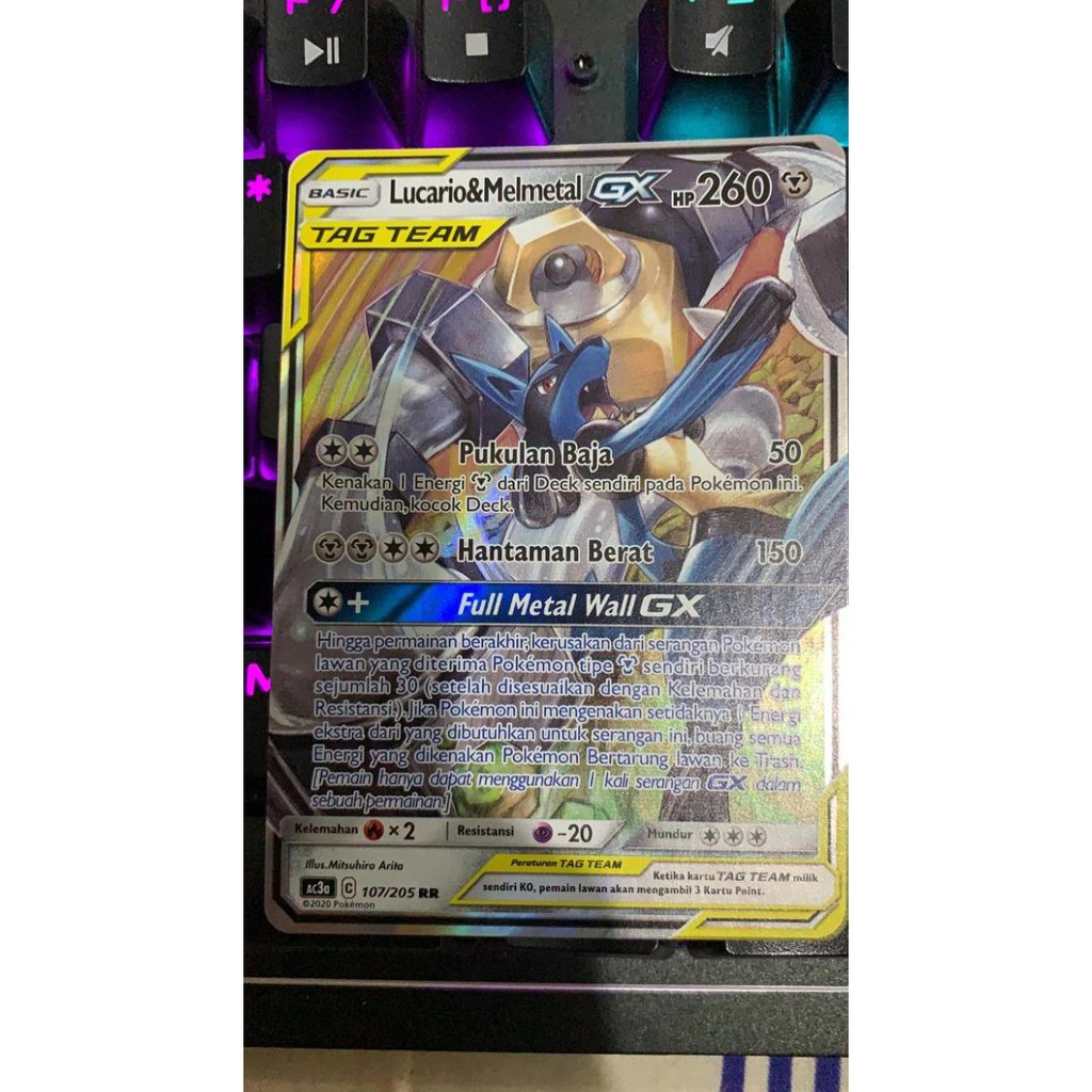 Kartu Pokemon Lucario & Melmetal GX Tag Team RR