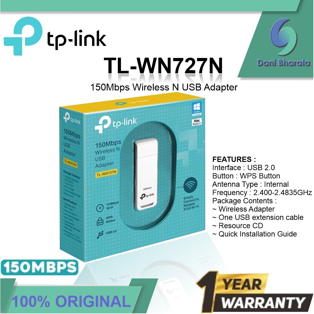 TP-LINK TL-WN727N - 150Mbps Wireless N USB Adapter USB Wifi TP-Link GARANSI RESMI