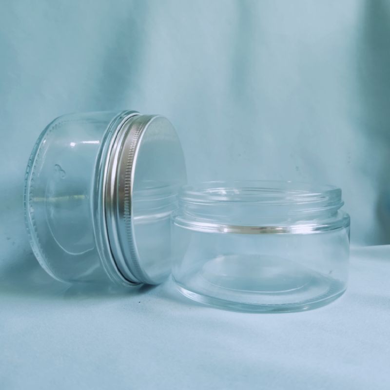 Topless Silver Short 220 ml Lid Alumunium / Toples Kaca Pendek Permen Dapur Bumbu