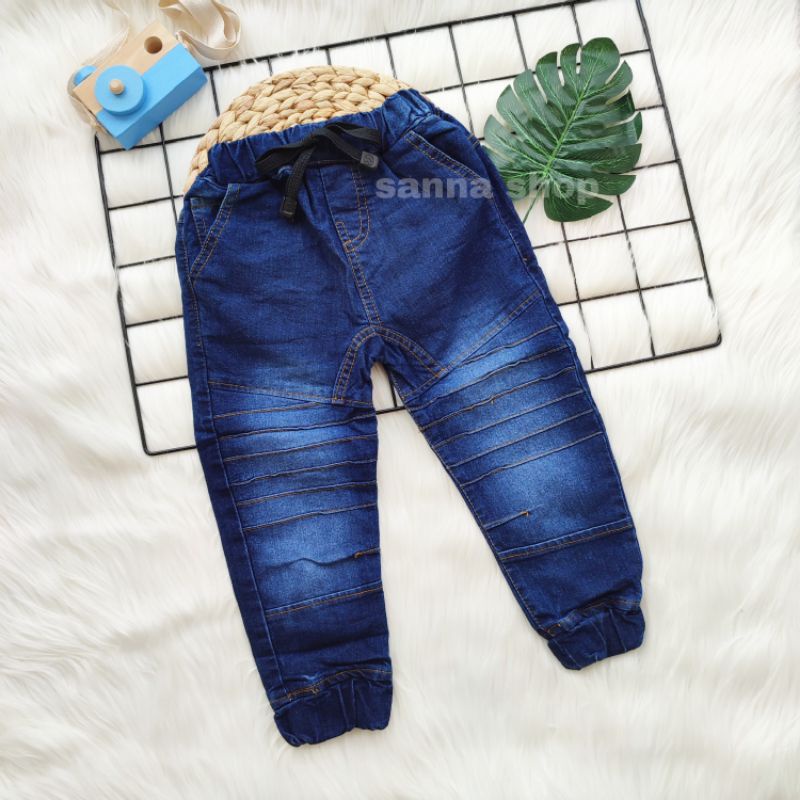 Celana panjang jeans jogger anak laki laki streach , bawahan denim anak rider