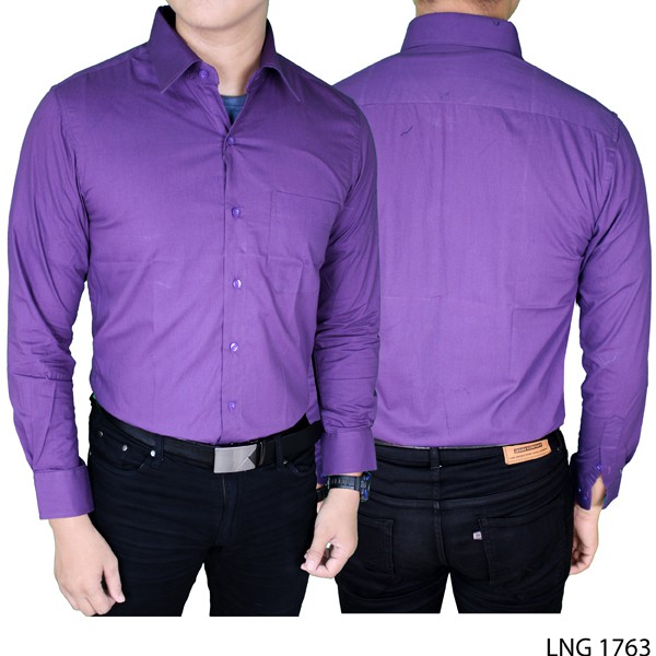 Kemeja Kerja Slim Formal Katun Ungu LNG 1763