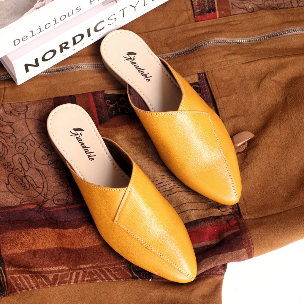 MONO Sepatu Flat Wanita Sepatu Slip On Wanita FlatShoes Slop Kulit Asli Sepatu Kerja Cewe Kekinian Sendal kokop wanita original