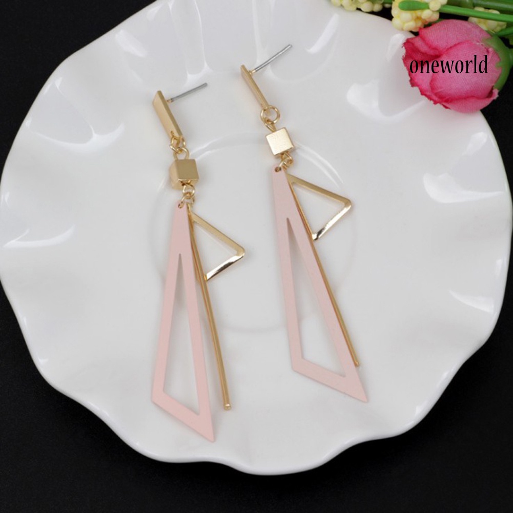 OW# Fashion Women Geometric Long Triangles Drop Ear Studs Earrings Jewelry Gift