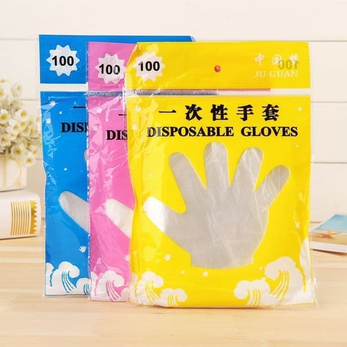 (100 Pcs)Sarung Tangan Kemasan Plastik Tebal SEKALI PAKAI/Sarung Tangan Handgloves Plastik 100Pcs Sekali Pakai Food Grade Disposable Gloves