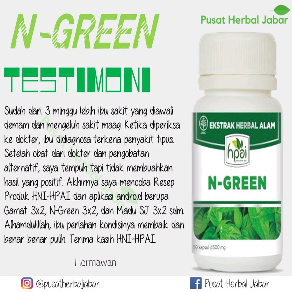 N Green Ngreen Hni Hpai Menurunkan Kolesterol Trigliserida Tekanan Darah Mencegah Anemia Oksigen Shopee Indonesia