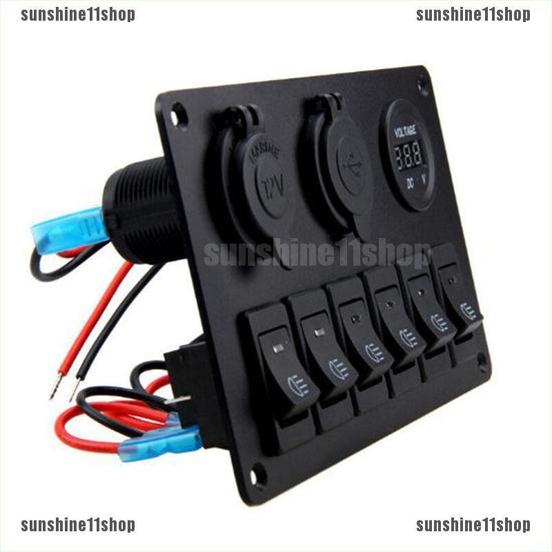 Saklar Rocker Breaker 6 Gang Dengan Lampu LED Untuk Mobil / Kapal / Truk