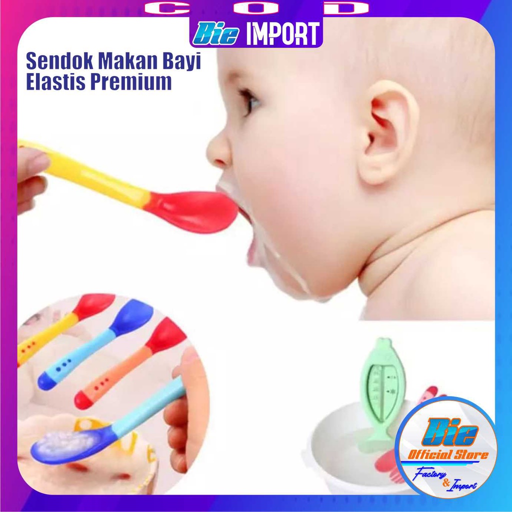 Sendok Makan Bayi Silikon + Indikator Suhu Premium Impor Best Seller