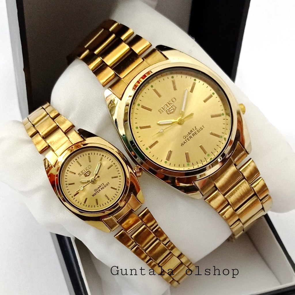 Guntala Olshop,Jam Tangan Pasangan,Jam Tangan Full Gold Pasangan,Jam Tangan Pasangan Warna Emas,Jam 