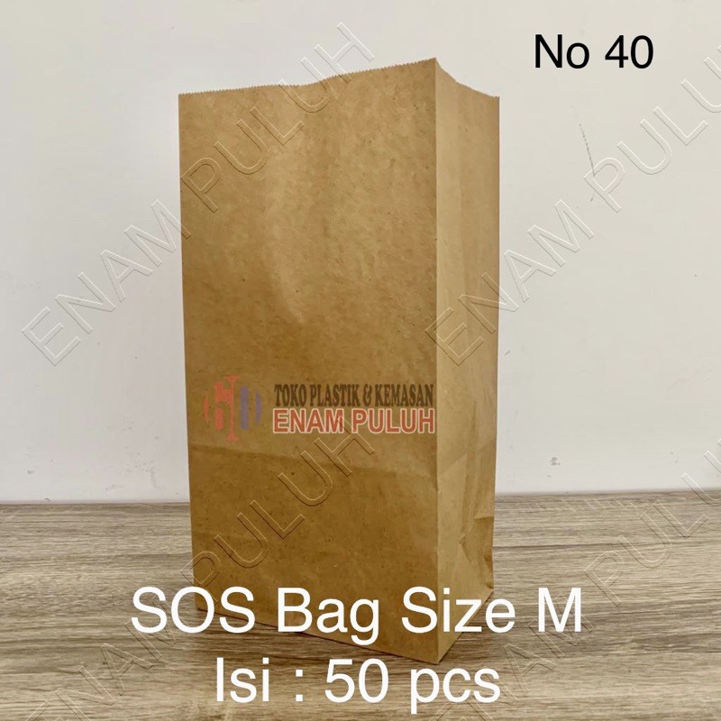 

Paperbag Kantong Kertas SOS Brown Kraft Coklat Polos isi 50 pcs Size M 40 Souvenir