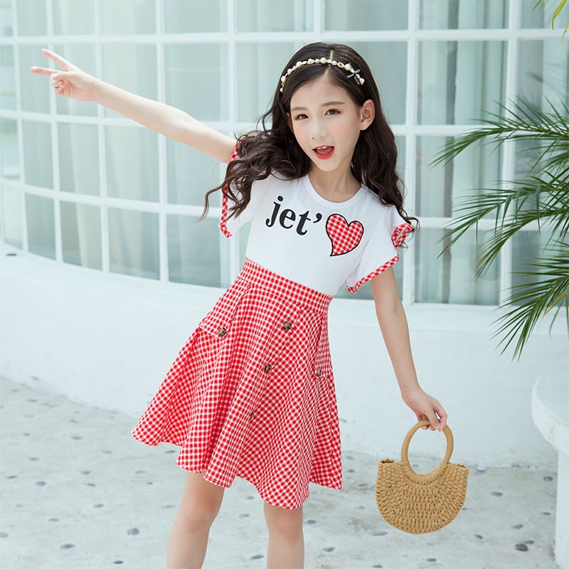 Promo !! Dress anak perempuan / dress jet aime tartan import ukuran 4-7tahun (hitam,pink) / Dress tartan simple