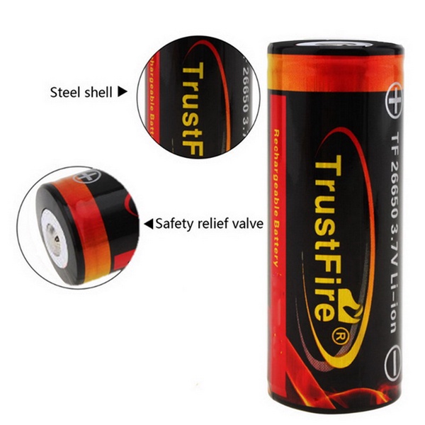 TrustFire Baterai Besar Untuk Senter Big Cup Baterai Li-ion 26650 5000mAh 3.7V Button Top - Black