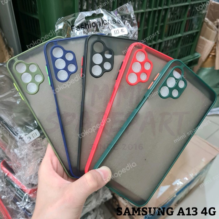 SAMSUNG A13 4G - CASE DOVE + KAMERA MATTE TRANSPARAN FUZE MACARON /Crown