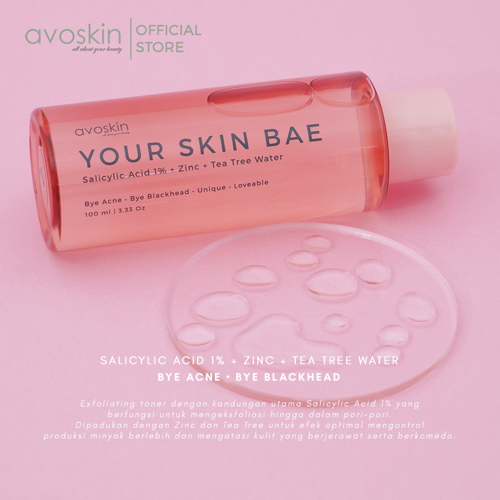 Avoskin Your Skin Bae Toner Salicylic Acid 1% + Zinc + Tea Tree Water Sachi Beaute