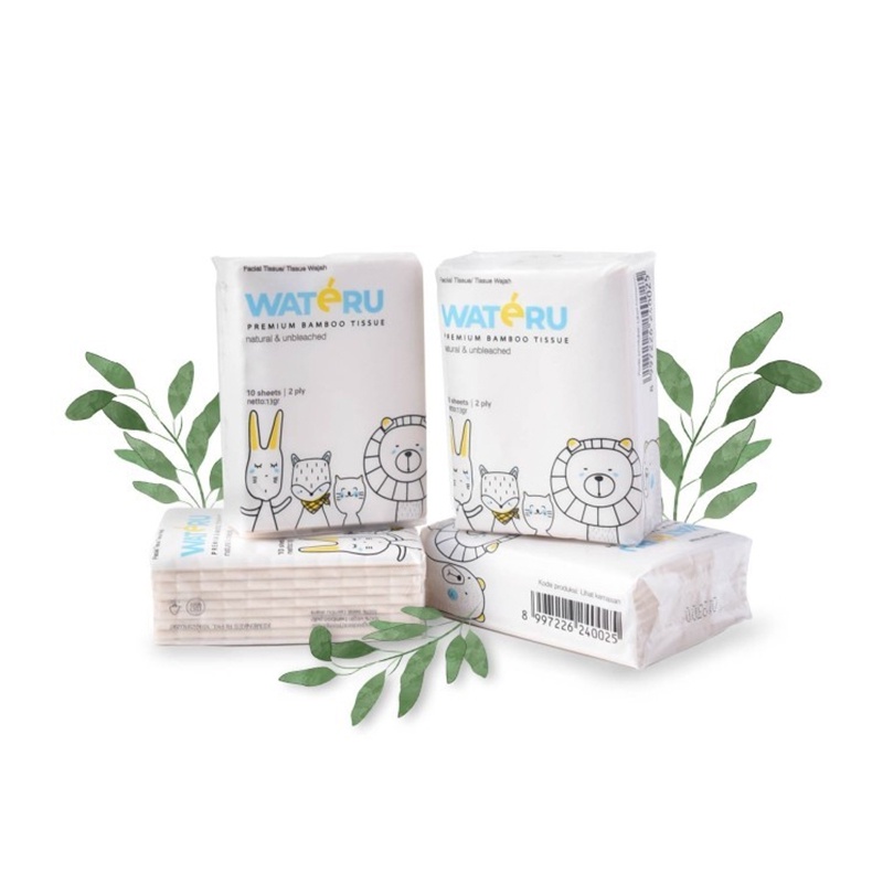 KKV - Wateru Tissue Pocket Tissue Wajah Premium Bamboo Pocket Tissue 6x10 Sheets-2
