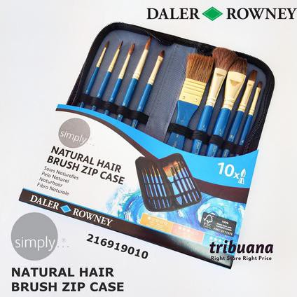 

Baru! Daler Rowney Simply Watercolour Natural Hair Brush Zip Case Set 10 - K Murah