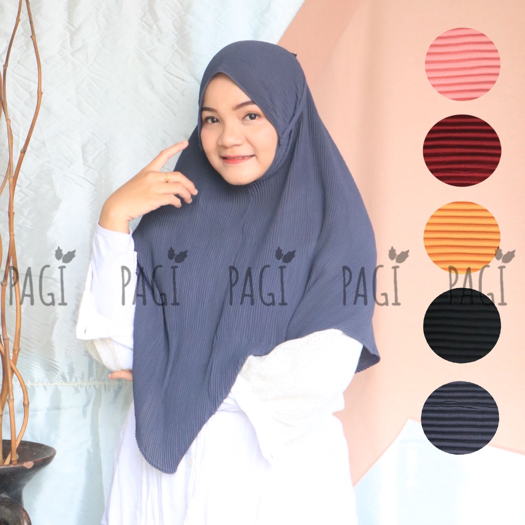 Kerudung Bergo Plisket XL / Ceruty Babydoll / Hijab Instan / Bergo Tali Panjang