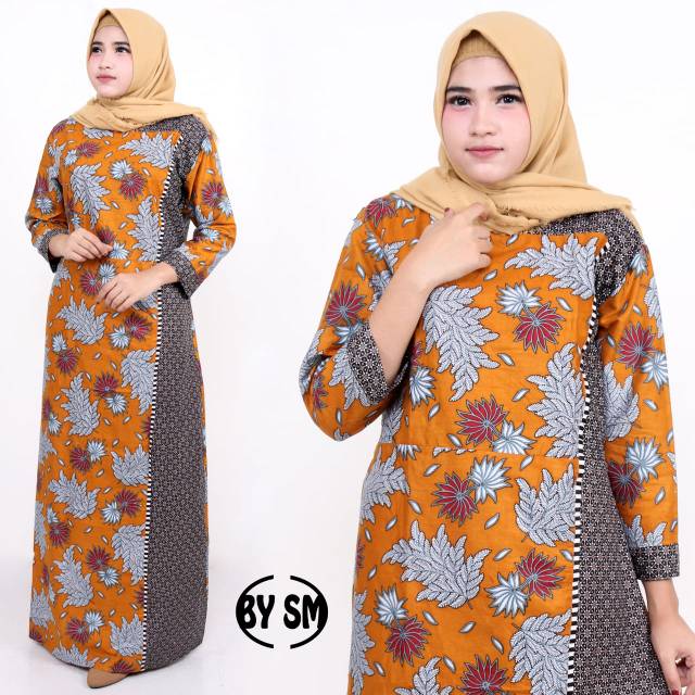 Gamis kombi daun warna