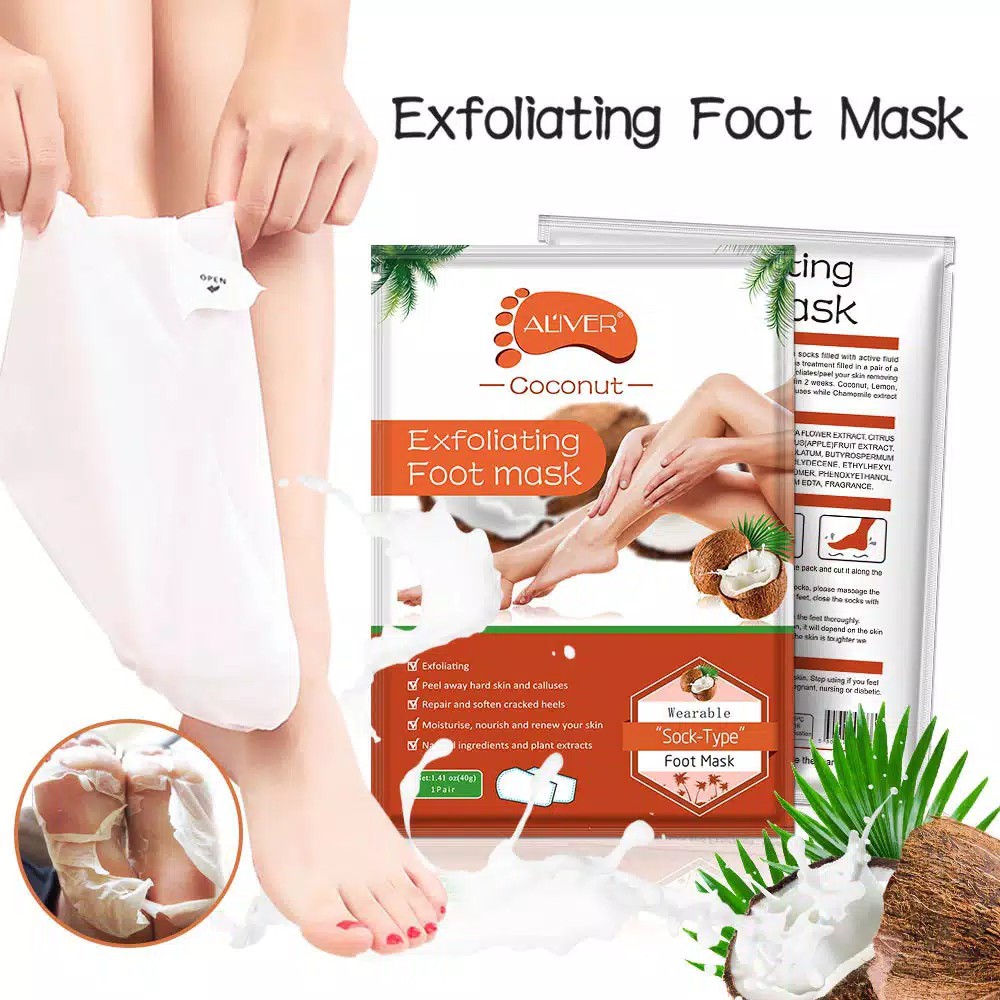 ALIVER Foot Mask Exfoliating Foot Care Ginseng Coconut Milk Tea Tree Masker Kaki