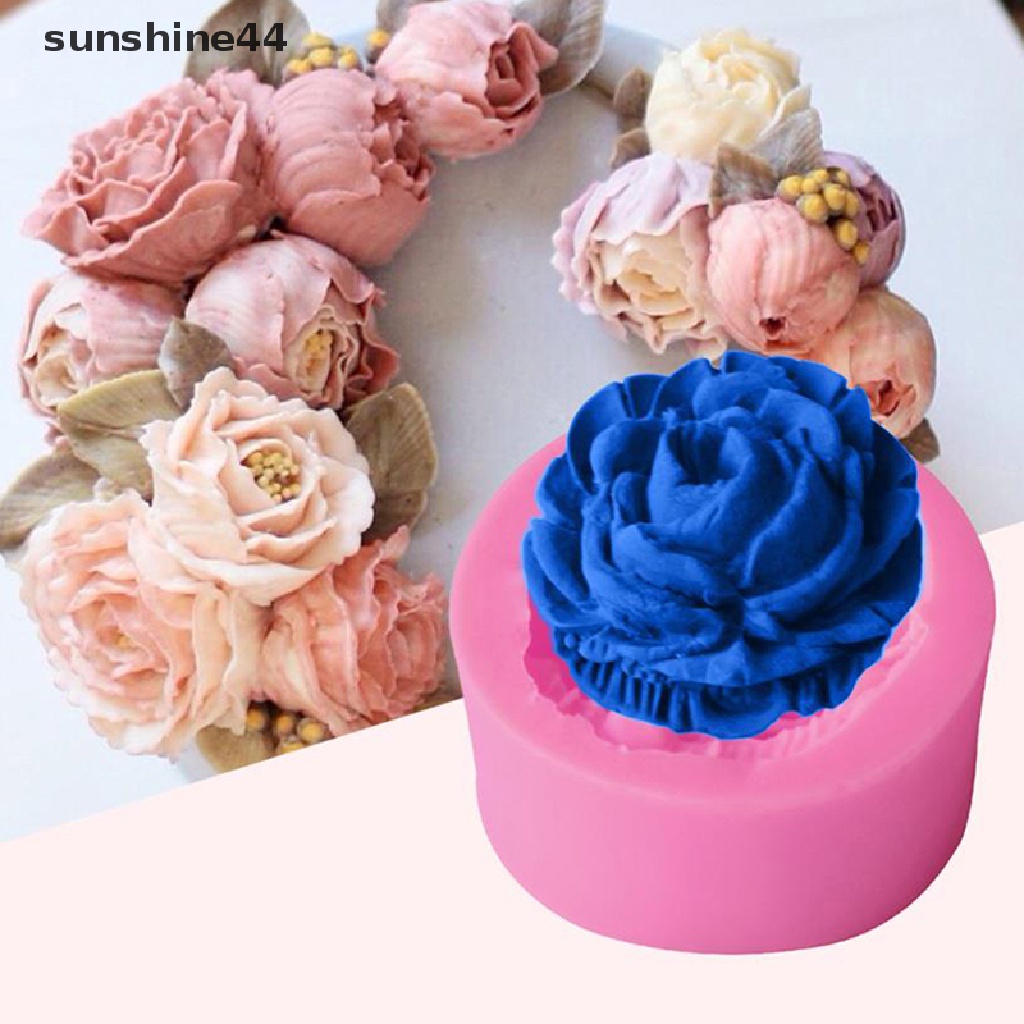 Sunshine 1Pc Cetakan Kue / Coklat / Sabun Bentuk Bunga Mawar Bahan Silikon