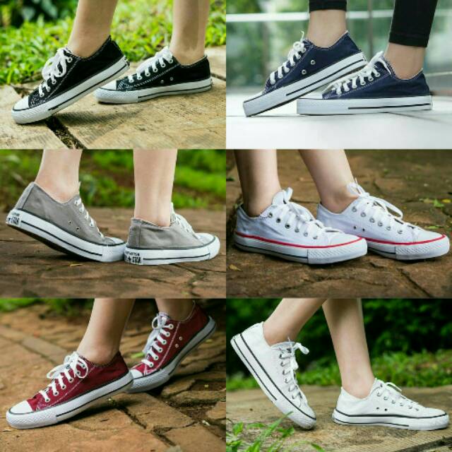 SEPATU CONVERSE ALL STAR LOW - HITAM, NAVY, ABU, MAROON, PUTIH LIST MERAH, PUTIH LIST HITAM (Free Box))