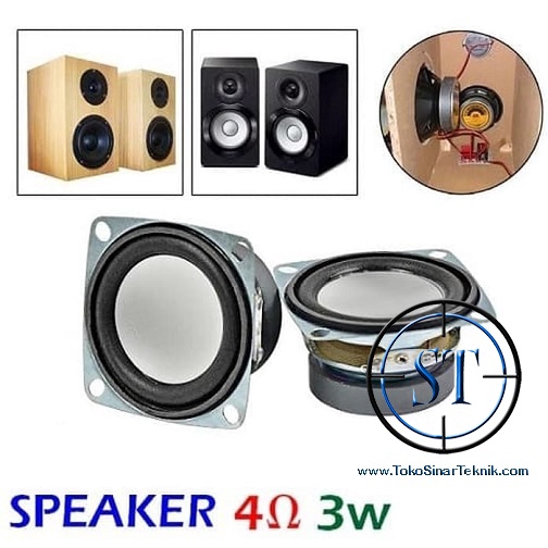 Speaker Mini 4 Ohm 3W 2&quot; Inch Ful Range Audio Loudspeaker 4R 53mm Kotak Bass Pam8403 Sound SIlver Magnet Besar Ampli Aktif Box Bok