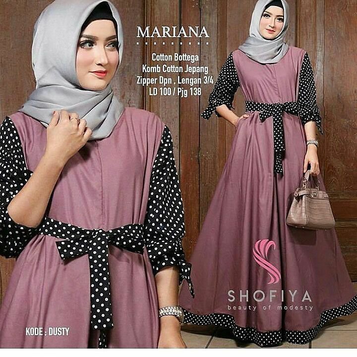  Baju  Gamis Wanita  Terbaru Mariana Dress Polka Baju  Muslim  