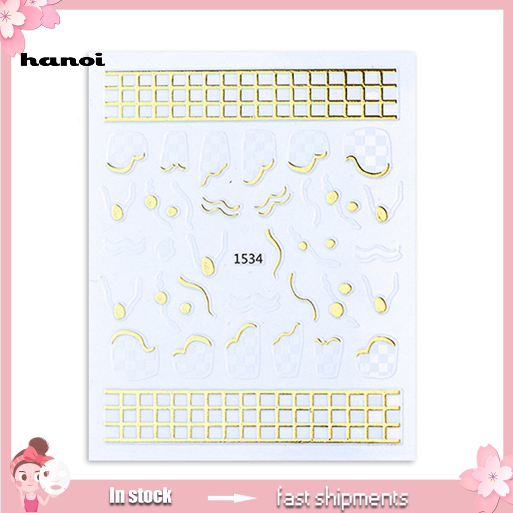 Han_stiker Kuku Motif Geometri Untuk Dekorasi Nail Art