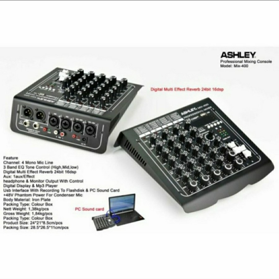 A MIXER ASHLEY MIX400 MIXER ASHLEY 4 CHANNEL MIX400 ASHLEY MIX 400