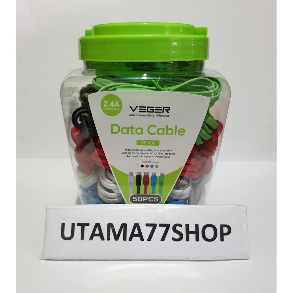 Kabel Data Type C VEGER VP-100 - SATUAN ECER - kabel Type C 2.4A 100CM