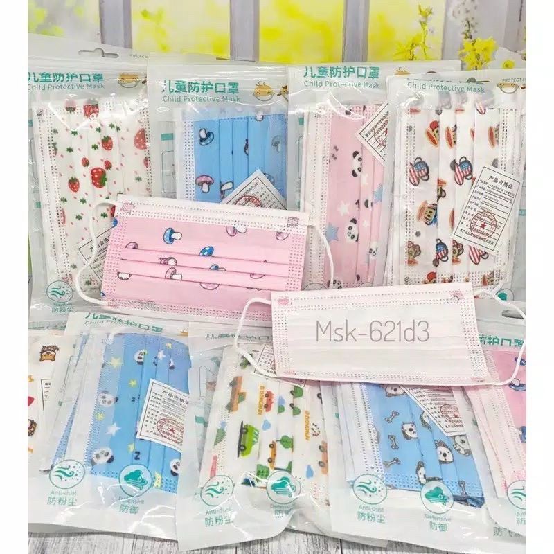 MASKER ANAK KARAKTER 3 PLY  ISI 10 PC