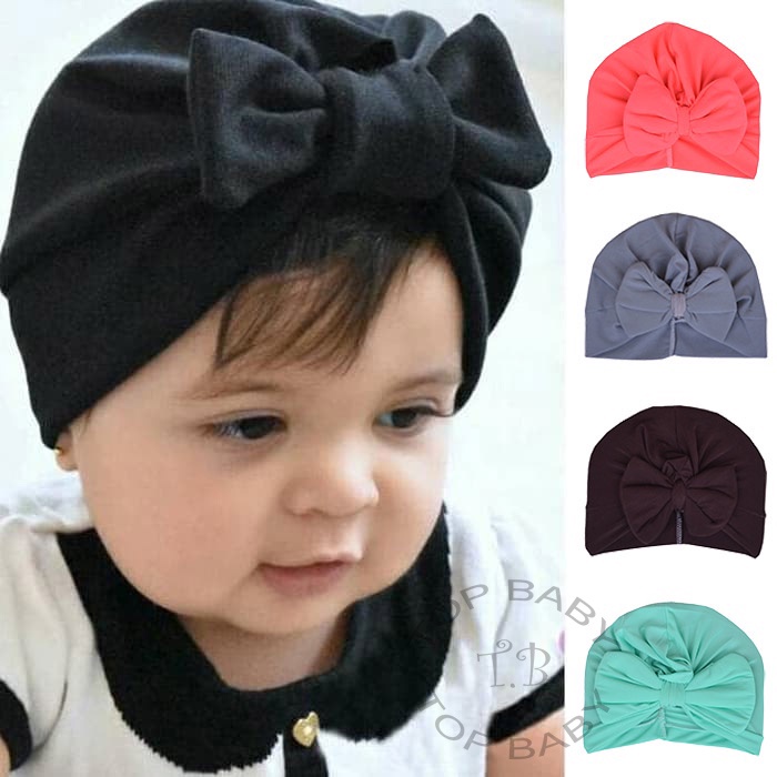 Turban Bayi Pita Kupu Kupu Polos - 4235