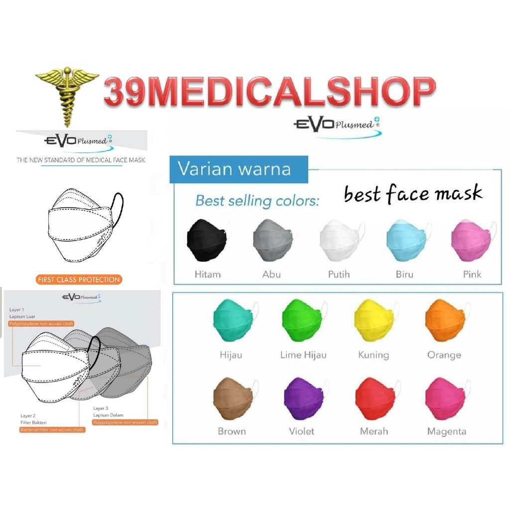 MASKER EVO WARNA -  MASKER WAJAH ISI 25