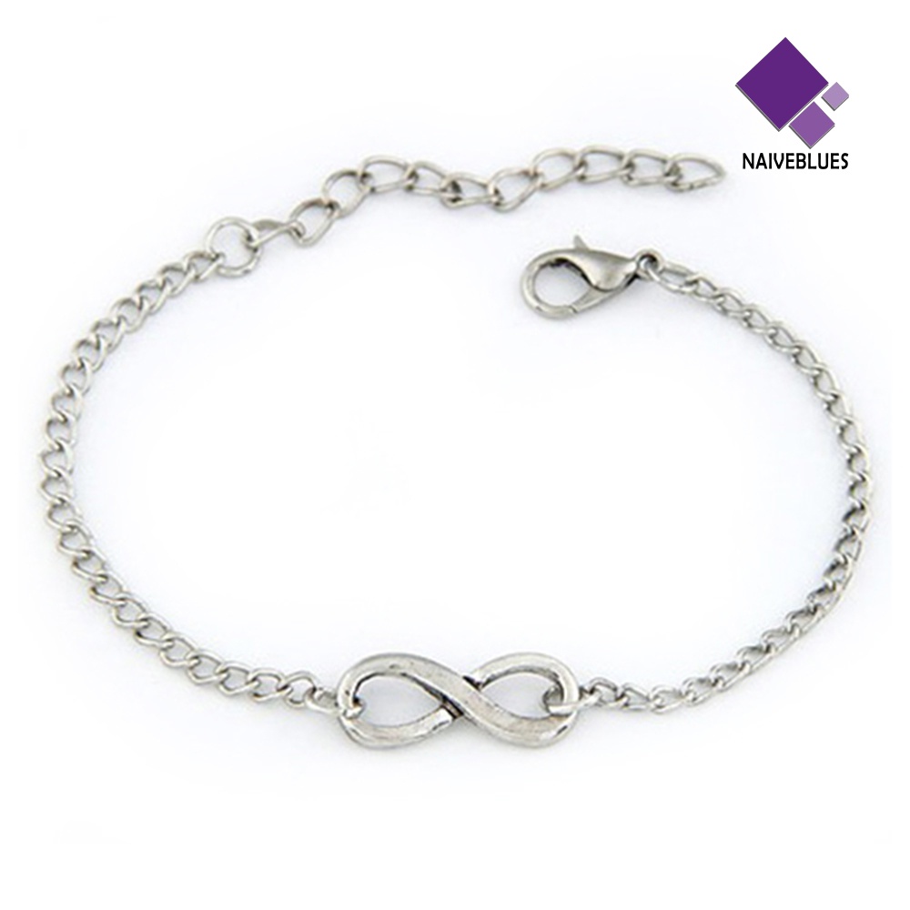 Naiveblue &gt; Gelang Tangan Rantai Adjustable Motif Infinity Bahan Metal Gaya Punk Untuk Wanita