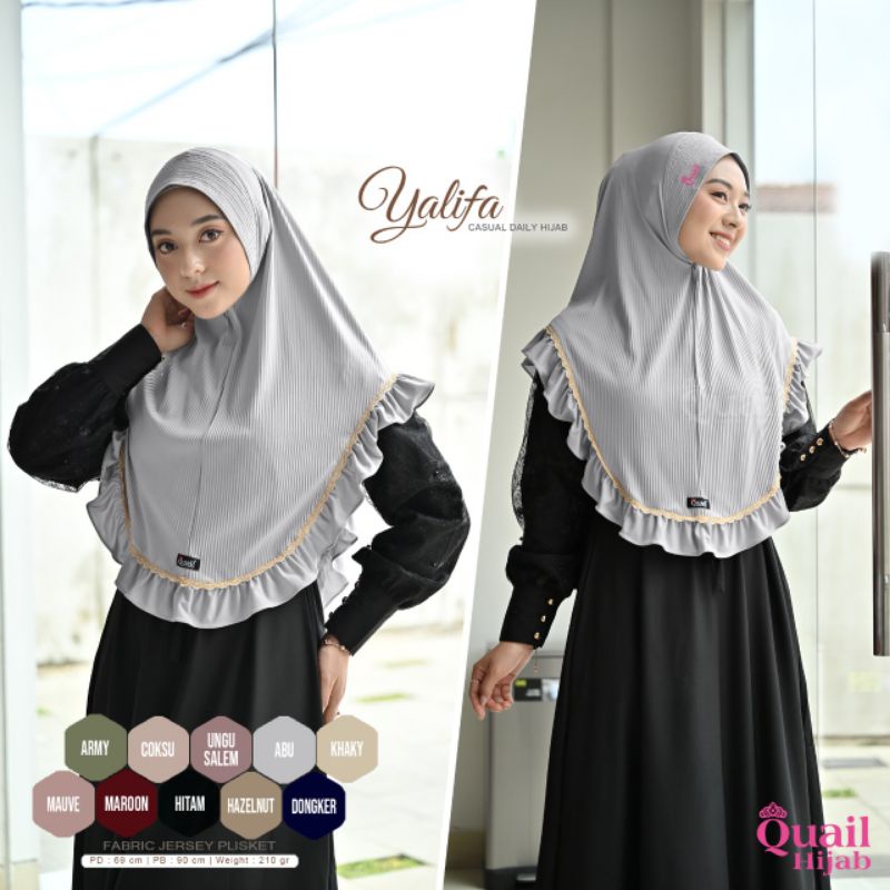 Jilbab Yalifa Plisket ori Quail Hijab