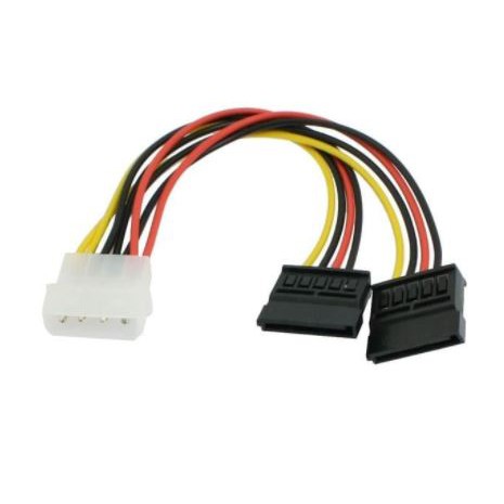 Kabel 4 pin molex male to 2 sata 15 pin female splitter - Cable power sata cabang