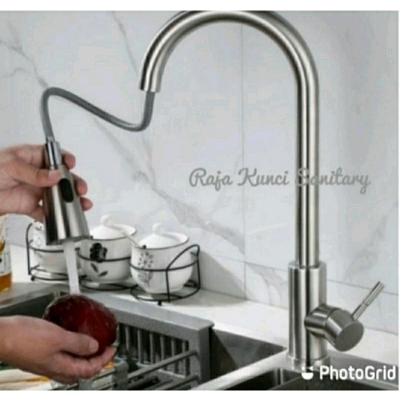 Paket Lengkap Kitchen Sink 6045 Onan Golden Hand + Kran Tarik Panas Dingin Stainless SUS 304